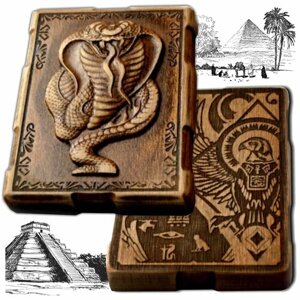Коробка для игральных карт 3D барельеф Кобра, из экзотической древесины, сувенирная коллекционная шкатулка с магнитными креплениями