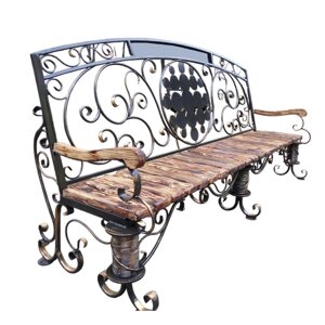 Кованая скамейка садовая, металлическая скамья, лавочка для дачи МА-16