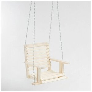 Кресло большое подвесное на цепи, деревянное, сиденье 50х65см