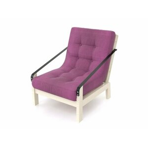 Кресло локи-с, фиолетовая-беленый дуб, рогожка, деревянное, мягкое, для дачи, для кафе и бара, на веранду, в террасу, для бани