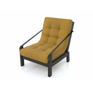 Кресло локи-с, желтая-венге, рогожка, деревянное, мягкое, раскладное, для дачи, для кафе и бара, на веранду, в террасу, для бани