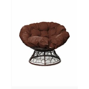 Кресло "Папасан" с ротангом коричневое / коричневая подушка M-Group