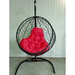 Кресло подвесное "Круглый" ротанг черное/красная