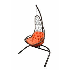 Кресло подвесное Мебельторг Кипр Корзина коричневая/Подушка оранжевая