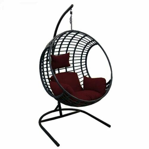 Кресло подвесное мебпласт Лондон арт. D35B-МТ003 Черный/Подушка бордовая