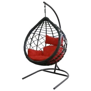 Кресло подвесное Вирджиния арт. D3414-МТ002 цв. корзины черный, цв. подушки красный "Garden story"