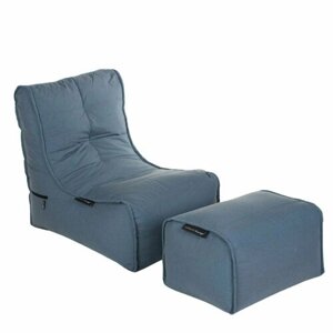 Кресло с оттоманкой для дачи Evolution Chaise - Atlantic Denim (серо-голубой, олефин) - садовая уличная мебель для террасы, веранды, беседки, бассейна