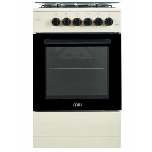 Кухонная плита MIU 5015 ERP ГК LUX бежевая 50 см, газовая с электрической духовкой, газ-контроль, электроподжиг, 3 режима духовки