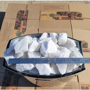 Кварц белый колотый сорт прима (размер 4-8 см) для печей бани и сауны упаковка 10 кг