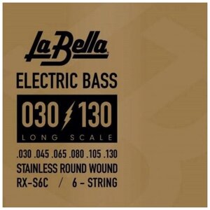 LA BELLA RX-S6C струны для 6-стр. бас-гитары (030-045-065-080-105-130), сталь