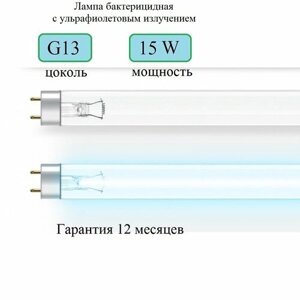 Лампа бактерицидная ультрафиолетовая ESL-E-T8-15-UVC-G13