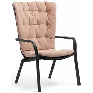 Лаунж-кресло пластиковое с подушкой ReeHouse Folio Антрацит, Розовый