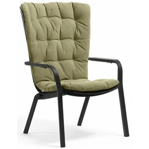 Лаунж-кресло пластиковое с подушкой ReeHouse Folio Антрацит, Зеленый