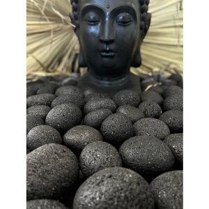 Лава вулканическая черная галтованная 7-11 см. 1 кг. Камни для печей. Камни для декора