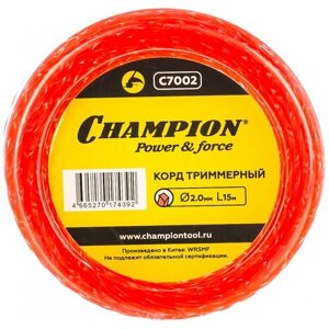 Леска для триммеров CHAMPION Twisted Square 2мм 15м витой квадрат