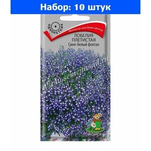 Лобелия Сине-белый фонтан плетистая 0,1г Одн 30см (Поиск) - 10 пачек семян