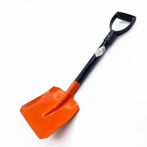 Лопата автомобильная для снега, металлический ковш, оранжевая (длина - 65см, ширина ковша - 20см, V-ручка)