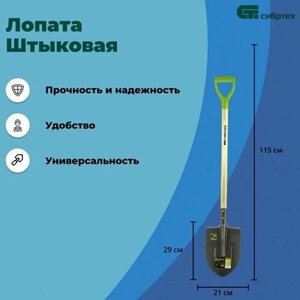 Лопата штыковая СИБРТЕХ деревянный лакированный черенок