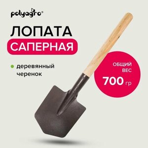 Лопата туристическая, саперная, штыковая 180х155х530 мм, деревянный черенок Polyagro