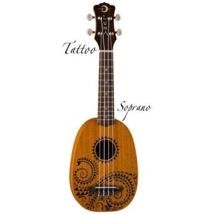 Luna UKE TATTOO- укулеле, сопрано, чехол, лазерная гравировка кельтский узор
