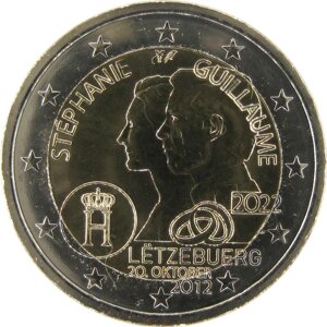 Люксембург 2 евро 2022 / 10 лет со дня свадьбы Великих Герцогов Гийома и Стефании