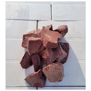 Малиновый кварцит колотый камни для бани сауны сорт экстра 7-16 см 15 кг