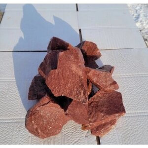Малиновый кварцит колотый камни для бани сауны высший сорт 7-16 см 15кг