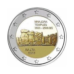 Мальта 2 евро 2018 г. Доисторическая Мальта - храм Мнайдра»