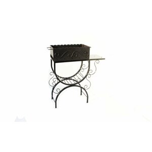 Мангал разборный с дровницей и боковым столиком, сталь 4мм, высота 90 см, на 9 шампуров