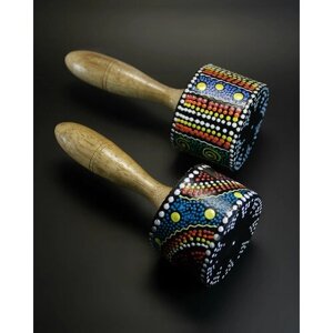 Маракас Цилиндр 18 см, диаметр 7.5 см, кокос, 2 шт - музыкальный перкуссионный инструмент ручной работы, индонезийский стиль