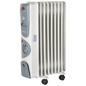 Масляный радиатор Eurolux ОМ-EU-9HB, 2.4 кВт, 30 м²колеса в комплекте, белый/серый