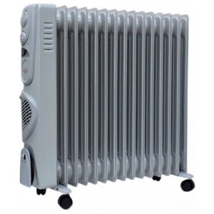 Масляный радиатор Комфорт (Comfort) Умница" ОМВ-15с-3,4кВт с вентилятором, цвет серый