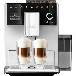 Melitta CI Touch Полностью автоматическая кофемашина с молочной системой Двухкамерный контейнер для зерен Дисплей одним касанием 4-уровневая регулировка крепости кофе Серебристый (F630-111)