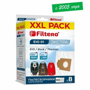 Мешки-пылесборники Filtero EIO 01 (8) XXL PACK, экстра, для пылесосов EIO, Bork, синтетические, 8 штук + микрофильтр