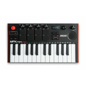 MIDI-клавиатура AKAI PRO MPK MINI PLAY MK3, дополнена 10 ударными и 128 инструментальными звуками, имеет 25 чувствительных клавиш и арпеджиатор