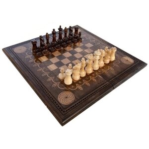 Mkhitaryan Шахматы + нарды резные Бесконечность 50 см игровая доска в комплекте
