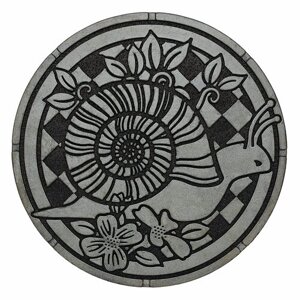 Мобильная плитка-коврик для садовых дорожек Улитка, круглый d-33 серебристый, плитка резиновая садовая