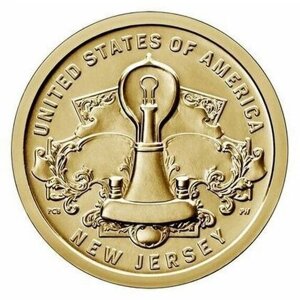 Монета 1 доллар Лампа накаливания Томаса Эдисона (Нью-Джерси). Американские инновации. Р. США 2019 UNC