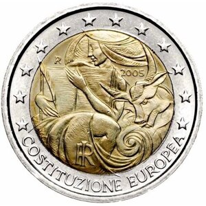 Монета 2 евро Европейская Конституция. Италия 2005 UNC