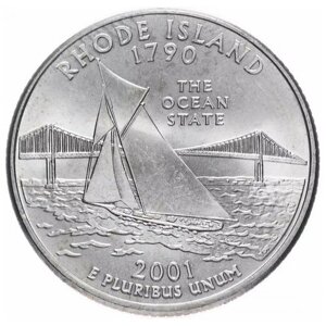 Монета 25 центов Род Айленд. Штаты и территории. США Р 2001 UNC