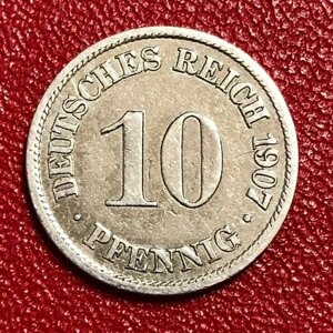 Монета Германия 10 пфеннигов 1907 год 2-2