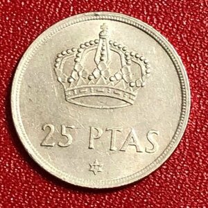Монета Испания 25 песет 1975 год #4-5