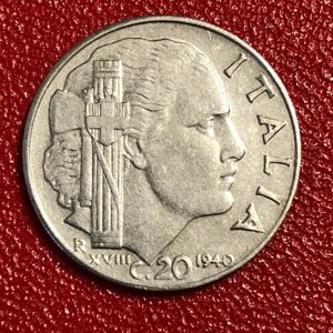 Монета Италия 20 Чентезимо 1940 год #2-4