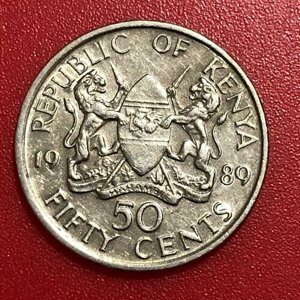 Монета Кения 50 центов 1989 год №4