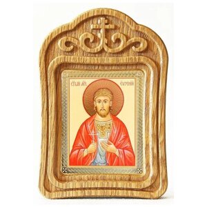 Мученик Евгений Севастийский, икона в резной деревянной рамке