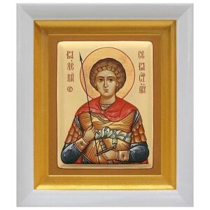 Мученик Валерий Севастийский, икона в белом киоте 14,5*16,5 см