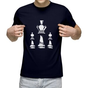 Мужская футболка «Шахматы. Шахматные фигуры. Для шахматиста»L, темно-синий)