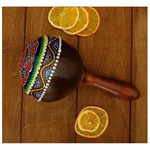 Музыкальный инструмент ручной работы Маракас 22 см, d. от 8 до 10,5 см, кокос