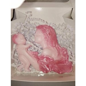 Мыло фигурное "Мама и малыш" розовый цвет в подарок ко Дню Матери