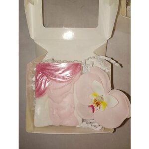 Мыло фигурное "Мать и дитя" и пенный цветок розовый цвет в подарок ко Дню Матери